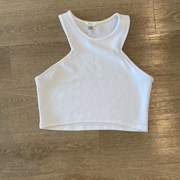 Bozzolo Tops - White asymmetrical crop top